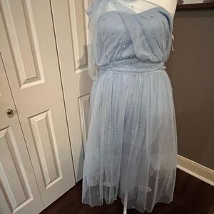 ARULA Light Blue Textured Dress